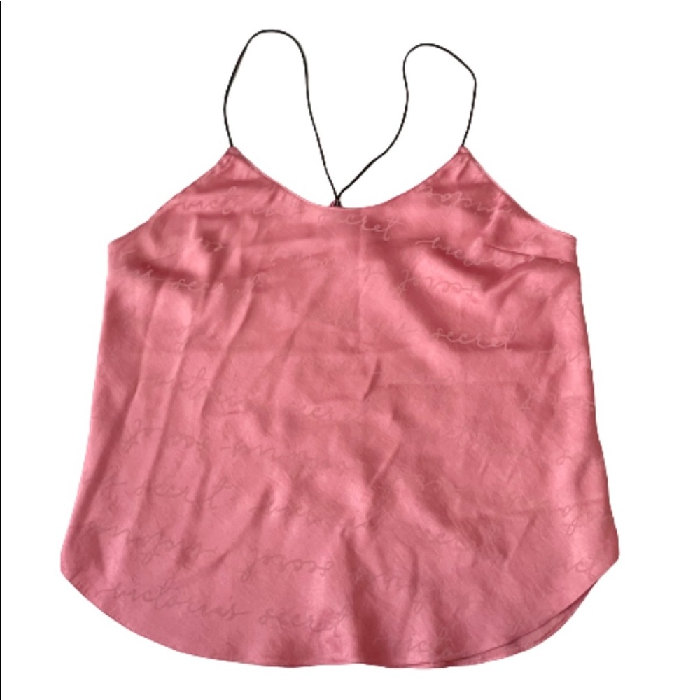 Dusty pink VS racerback sleep cami with subtle logo print EUC